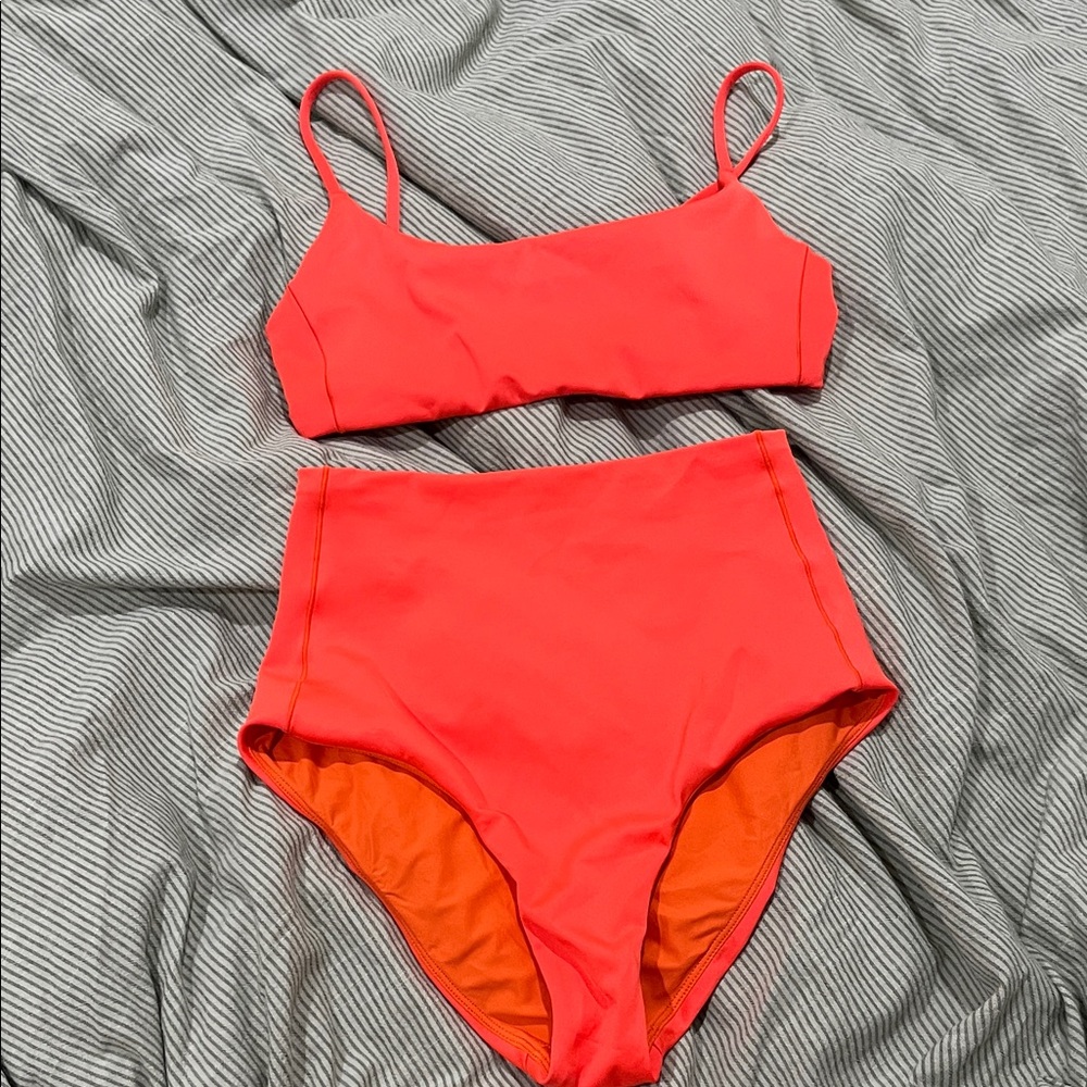 Left On Friday Vibrant Orange Swim Set Size Small